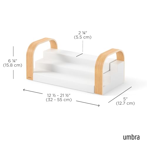 Umbra Bellwood Three-Tier Spice Shelf, Expandable Design Made of Durable Plastic and Wood, Natural/White by Umbra - Image 3