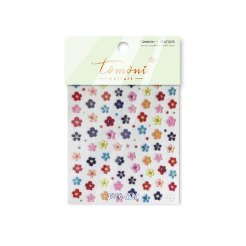 Image of 5D Embossed Flower Nail Stickers Colorful Nail Art Stickers Small Gold Ball Nail Decals Self Adhesive Nails Design Manicure Supplies Charm for Women Nail Art Decorations Accessories
