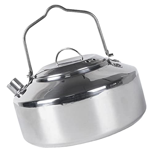 Alipis Sturdy Stainless Steel Travel Kettle Large Capacity Camping Stovetop Pot Perfect for Tea Coffee Milk Outdoor Adventure