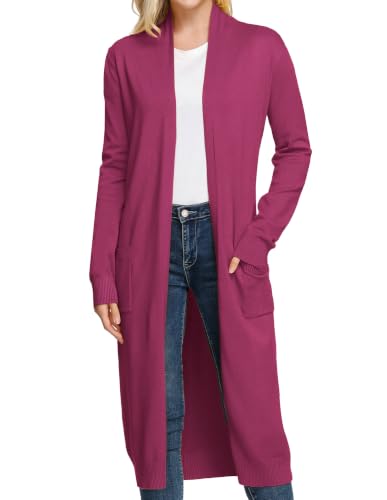 Image of GRACE KARIN Essential Solid Open Front Maxi Long Knitted Cardigan Sweater for Women