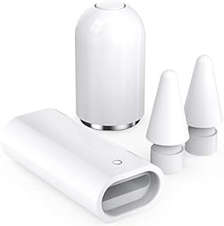Delidigi iPencil Magnetic Cap Plus Charging Adapter and Tips Replacement Accessories Set for Apple Pencil 1st Generation (White, Tips +Caps +Adapter)