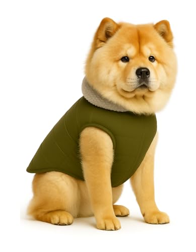 Image of The Pets Company Dog Winter Coat Jacket, Windproof, Waterproof, Light Weight, Washable, Ultra Warm Thick Fleece Lined Dog Vest for Cold Weather Protection, (Military Green, Large - 24 Inch)