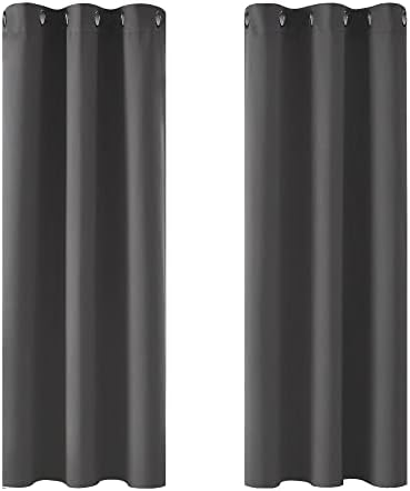 Deconovo Door Curtains 52x84 Inch Eyelet Thermal Insulated Blackout Curtains Material for Living Room 52"x 84" Light Grey 1 PAIR