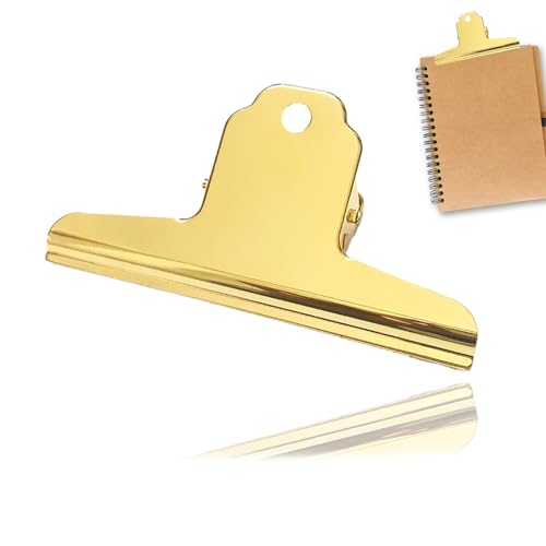 YAFIYGI Gold Chip Clips Metal Binder Clamp Large Clamps Heavy Duty Paper Clip Clampy for Journal Clipboard Book Food Bag Dog Treats Easel Blueprint Extra Paper to Hold Open Office Clamp