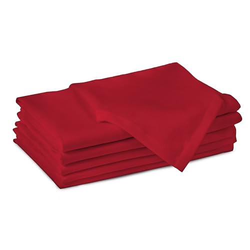 Image of Encasa XO Cotton Napkins for Dining Table | Set of 6, Size 50x50 cm | Machine Washable Reusable Table Napkin, Soft & Absorbent, Elegant Table Decor for Kitchen, Hotels, Party - Deep Red