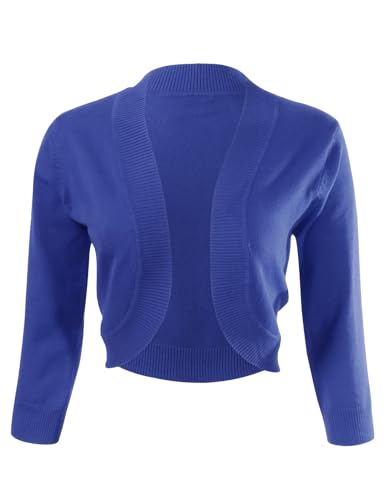 Image of Allsense Women's 3 /4 Sleeve Bolero Shrug for Dresses | Open Front Cropped Cardigan, Lightweight Knit Dress Cover Up