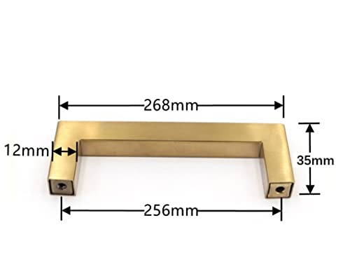 SYDARSYN 2 Pack Cabinet Handles Gold Kitchen Cupboard Handles Stainless Steel Square Drawer Handles 256mm (Screws Included) - Image 2