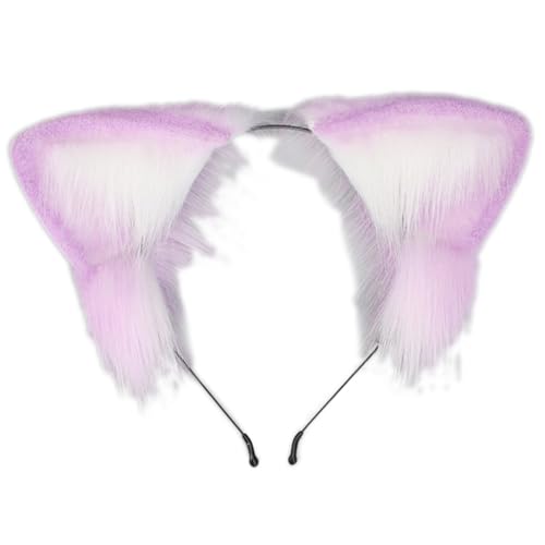 Yazhuq Orejas de zorro peludo para niñas, accesorios para el pelo, lindos accesorios para el pelo, diadema de orejas de animales peludos
