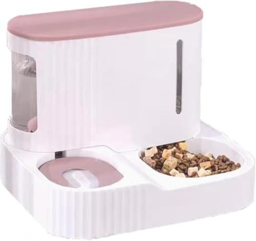 働かし給餌器犬猫給餌器3l大容量多飼い清潔で水洗い可能中小型犬用シンプルペット自動給餌ピンクグリーングレー (ピンク)