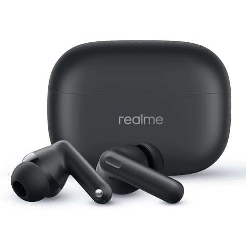 realme Buds T310 True Wireless in-Ear Earbuds with 46dB Hybrid ANC, 360° Spatial Audio, 12.4mm Dynamic Bass Driver, Upto 40Hrs Battery and Fast Charging (Vibrant Black) view 2