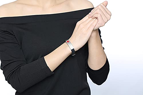 Aluowang Personalized Silicone Medical Alert Bracelets For Women Men Free Engraving, Waterproof Medical Id Bracelet Sport Emergency Id For Boys Girls,Adjustable Size 6.2-8.2 Inches (Black) #TOP2