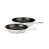 All-Clad 410810 NSR2 Stainless Steel Dishwasher Safe Oven Safe PFOA-free Nonstick 8-Inch and 10-Inch Fry Pan Set, 2-Piece, Silver
