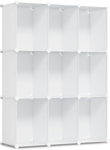 大容量 収納ラック 1個30cm*40cm 収納容量33％アップ 収納棚 整理棚 収納ボックス カラーボックス ぬいぐるみ収納 フィギュアケース ショーケース 洋服収納 コレクションケース 組み立て式 (白, 9box（30cm*40cm）)