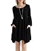 Invug Women Casual Loose Soft Crewneck Long Sleeve Pockets Swing T-shirt Dress Black XXL