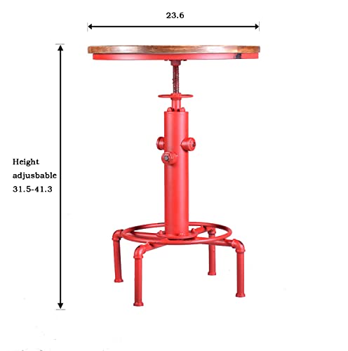 Topower Industrial Bar Table 31.5-41.3" Adjustable Pub Table Kitchen Dining Coffee Bistro Table (Red) #TOP1