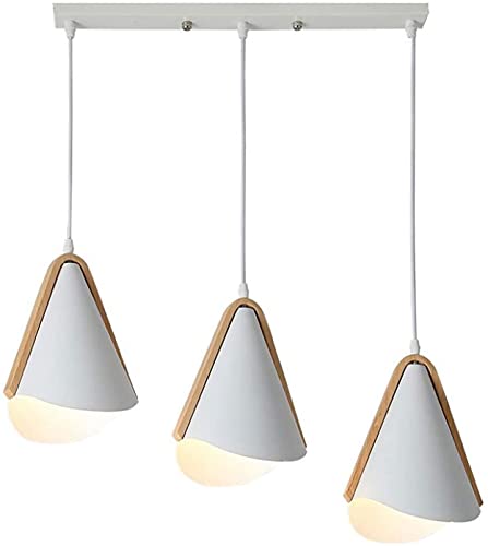 Plafonnier design nordique créatif en métal blanc et finitions bois noble