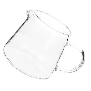 PartyKindom Pichet à Lait En Verre Transparent 450 Ml Anse Et Design Raffiné, Pour Réaliser Latte Art Et Service De Sauce Au Miel