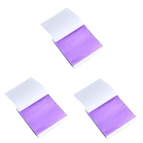 HAWILLOSCH 3sets 8x8.5cm Shiny Gold Foil Paper Sheets Purple Gold Craft Decorations Leaf Sheets for Art Gilding 50pcs*3