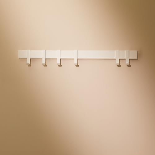 Design Amburgo Appendiabiti da parete design I Attaccapanni da muro I Appendiabiti ingresso I Accessori d'ingresso da parete I Appendi abiti per muro con ganci mobili in metallo | Bianco 58 cm