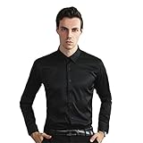 Chemise en coton Tencel pour homme - Coupe ajustée - Manches longues, noir, Taille XL