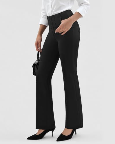 keriffe Womens Bootcut Dress Pants High Waisted Pull on Stretchy Work Pants | Business Casual Slacks for Women, Office Professional Outfits, 4 Pockets — view 2
