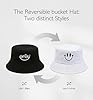ZJEEACO Reversible Bucket Hat, Print Bucket Hats Men Women, UV Protection Sun Hat, Lightweight Breathable Packable Beach Mens Bucket Hat for Travel Outdoor Activities (White Black Smile) #1