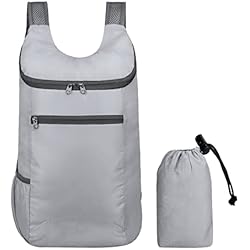 Mochilas Ultraligeras Plegables, Mochila plegable de viaje impermeable, Pequeña Mochila Plegable de Senderismo, Mochila deportiva plegable para Hombre y Mujere para Cámping Ciclismo Escalada (Gris)