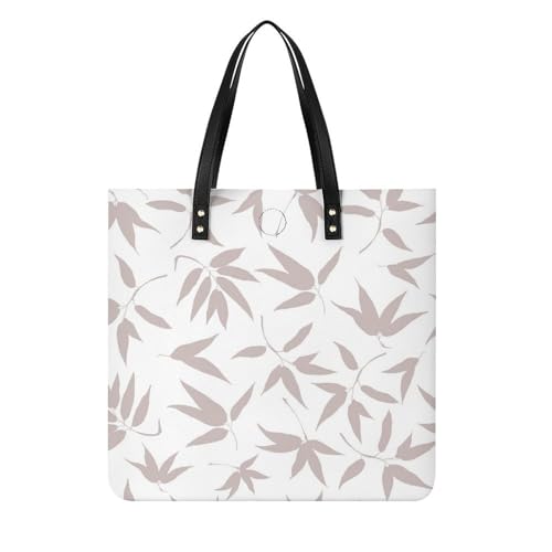 Tote bag femme feuille esquissée grand sac shopper chic en toile imprimée 39x39cm