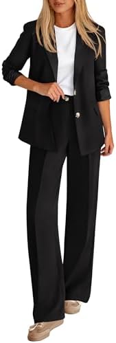 KIRUNDO Womens Suits 2 Piece Set Business Casual Blazer Jacket Wide Leg Dress Pants Suits Professional Work Office Outfits