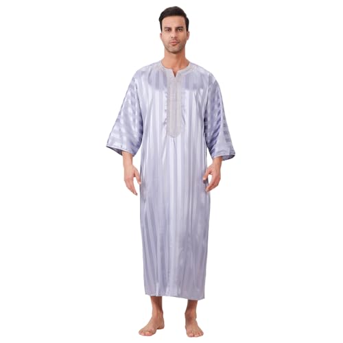 zhxinashu Thobe for Men Islam Half Sleeve Mens Kaftan Thobe Muslim Men Clothing
