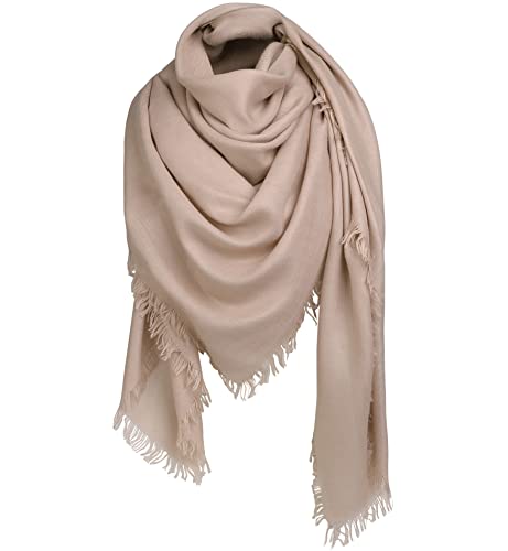 Superora Alleza Echarpe Foulard Châle à Carré Coton Femme pour Automne Hiver,140cmx140cm,Beige