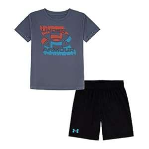 Under Armour Boys Sleeve Tee Set, Lightweight Breathable T-Shirt And Short Set, Gravel Zone, 5 US