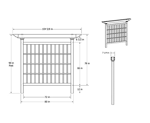 image for Vita Colonial Vinyl Privacy Screen, 80 inch W x 90 inch H, Trellis, Ga