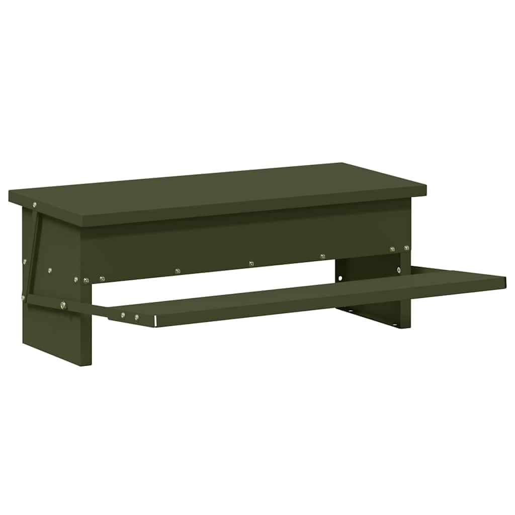 Comedero para patadas de pollo de acero laminado en frío, color verde oliva, 48,5 x 39,5 x 19 cm, capacidad de 5 kg, resistente a la intemperie, para interior y exterior, comedero automático