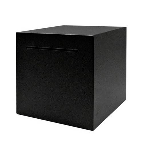 Boîte à monnaies noire en acier inoxydable, boîte à monnaies à ne pas ouvrir, 12 x 12 x 12 cm, cochon de monnaies et de billets, boîte à monnaies pour...