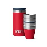 YETI Shot Glasses with Carrying Case, Set of 4, Red/Red/White/Navy/Stainless/Navy