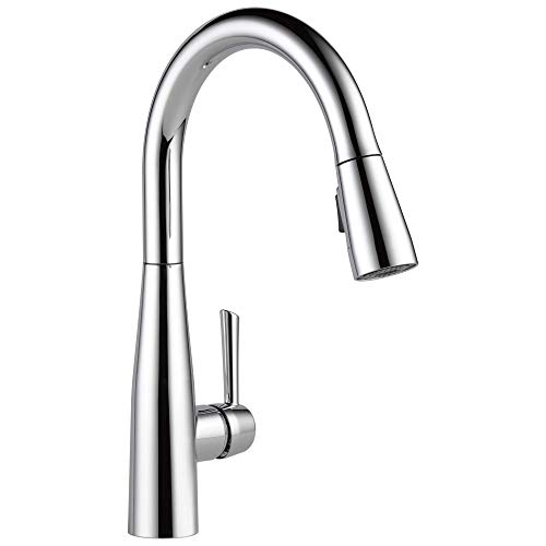 Delta Essa Chrome Kitchen Faucet with Pull Down Sprayer, Modern Single Hole Kitchen Sink Faucet, Single Handle, Chrome 9113-DST
