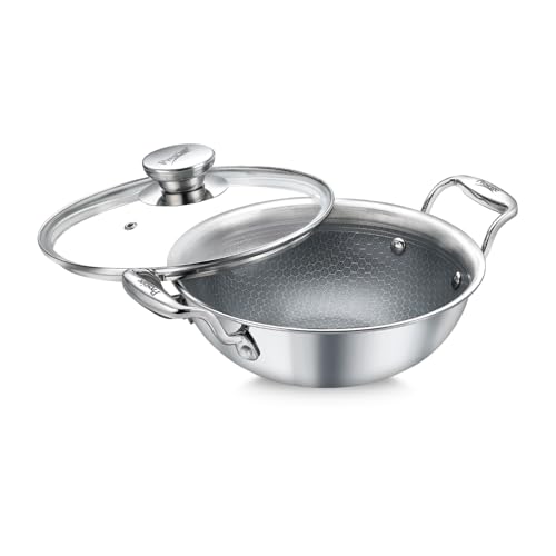 Image of Prestige TRIPLY HexaMagic Ceramic Kadai 20cm /1.6L | Durable Honeycomb Structure | PFOA & PFAS Free | Healthy Eating | Gas & Induction Compatible | 15Y Product & 3Y Coating Warranty| ISI Certified