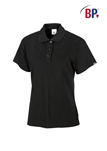 Polo de manga corta para mujer negro talla L: camiseta de cuello con botones resistente