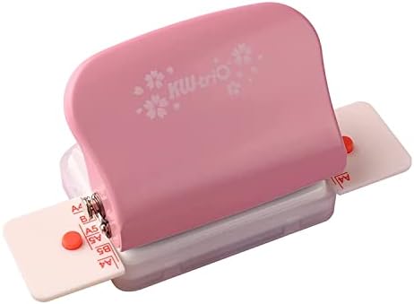TAIYUYUE Metal 6 Hole Punch Portable Handheld Hole Puncher, Daily Paper Puncher for A4/A5/B5 Size, Loose Leaf Hole Punch, 5 Sheet Capacity (Pink)
