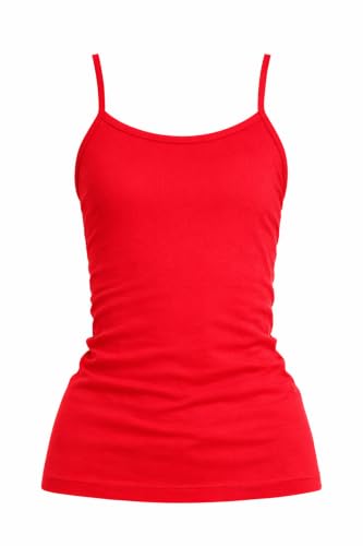 Image of Gum & Berries Girls Plain Camisole Vest Tank Top Spaghetti Strap Soft Stretch Red