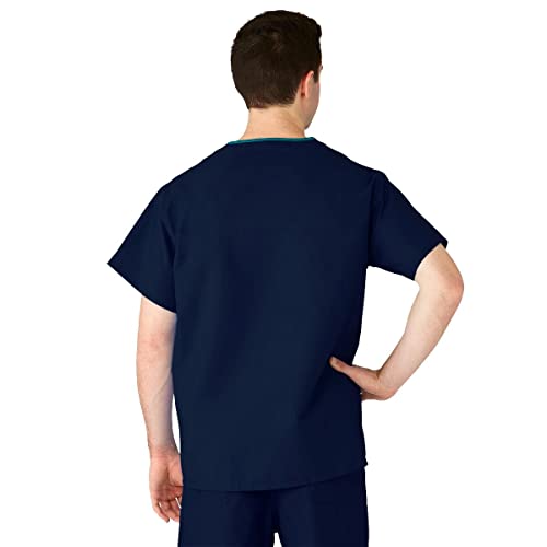 Medline Angelstat Unisex Reversible V-Neck Scrub Top, 2 Pockets, Navy, Size 3Xl #TOP2