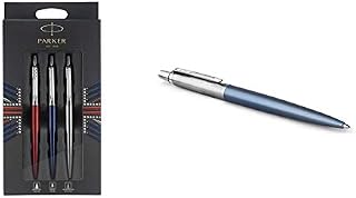 Parker Jotter London Trio Discovery Pack: Ballpoint Pen (Royal Blue), Gel Pen (Red Kensington) & Mechanical Pencil & Jotter Ballpoint Pen | Waterloo Blue | Medium Point Blue Ink | Gift Box