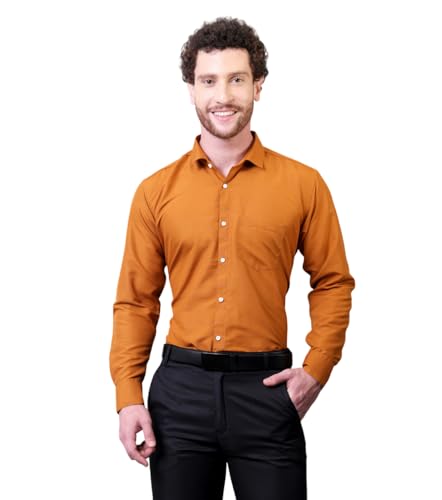 Image of CONTRARY Men's Pure Cotton Solid Stylish Casual & Formal Wear Shirt | Stylish Regular Fit Full Sleeve Comfortable Office Party Trendy Shirt - Multi Color