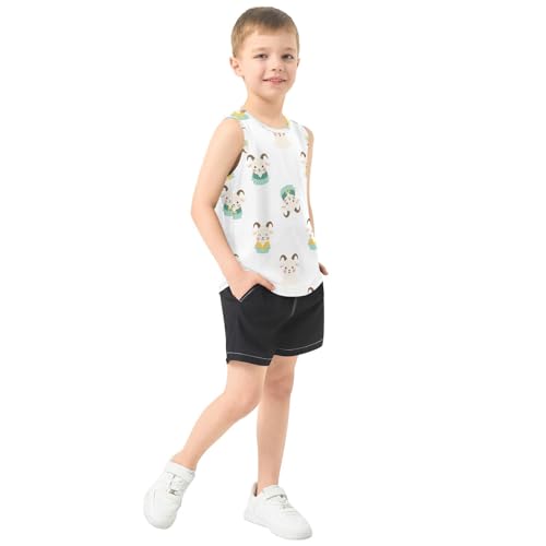 J JOYSAY Cute Goats White Boys Tank Top Sleeveless Muscle Shirts Quick Dry Workout Active Sport Kids T-Shirts 3-15T4