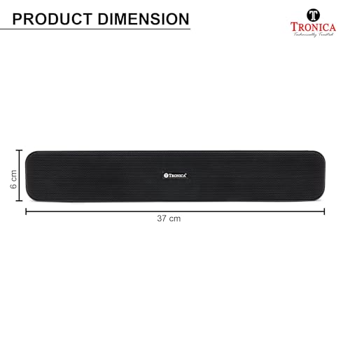 Image of TRONICA PowerBar 20W Bluetooth Soundbar (v5.3) | 2.0 Channel with 54mm Drivers, 2000mAh Battery, FM, TWS, AUX & USB | Pristine Sound (Platinum Black)