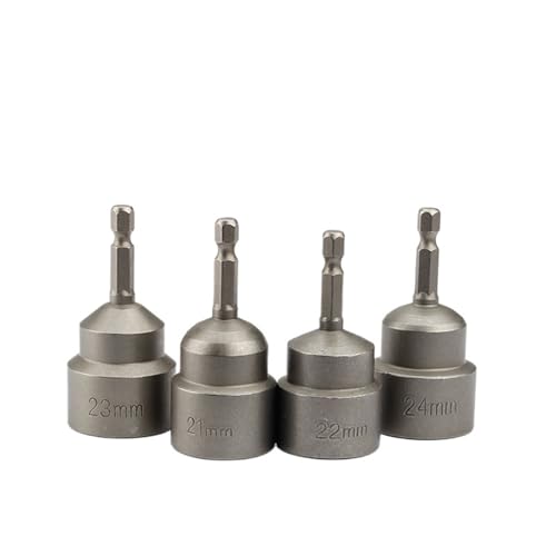 長さ65mmの電動パワー磁気ドライバーナットドライバーセットインパクト1/4インチ六角シャンクメトリックレンチソケットビットCRV 6-24mm(4個 21-24mm マグネットなし) 1個