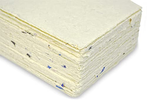 Handmade Lokta Card Stock 5X7 Inch Paper With Petal Flourish And Deckle Edge. Tree-Free Lokta Paper For Vintage Stationery, Printing, And Decorative Invitations (100 Sheets, Cornflower) #TOP5
