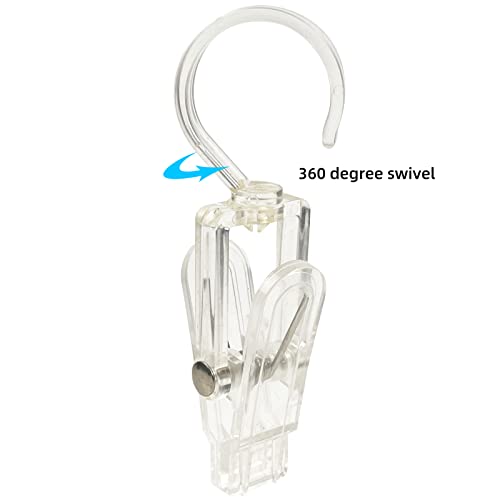Vinbee 20 Pcs Super Strong Plastic Home Travel Swivel Hanging Laundry Hooks Clip - 4.3 Inches (Clear) #TOP3
