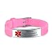 JF.JEWELRY Medical ID Alert Bracelet for Kids with Medical Silicone Band-Pink Adjustable, Free Engraving